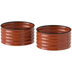 Resenkos Patio Planting Bed, Raised Garden Bed,Set of 2 Raised Garden Bed, Metal Planter Box with Safety Edging, Dark Brown - 1 of 4