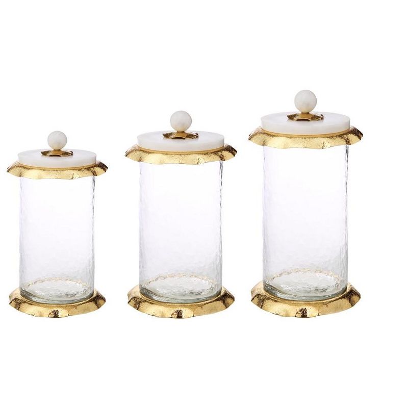 Classic Touch 10.5" Glass Canister with Marble and Gold Lid, 2 of 5