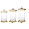 Classic Touch 10.5" Glass Canister with Marble and Gold Lid - image 2 of 3