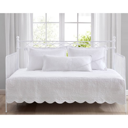 Laura Ashley - 39 X 75 La Solid Trellis Daybed Cover Set White : Target