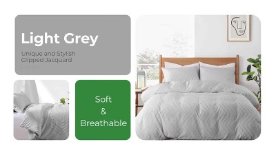 Cream Tufted Microfiber Geometric Duvet Cover Set Full/Queen