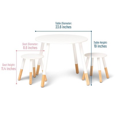 Scandi White and Natural Solid Wood Kids Table and Chair Set