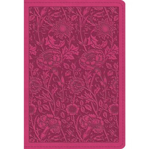 Large Print Compact Bible-ESV-Floral Design - (Leather Bound) - 1 of 1