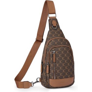 Leather Crossbody Bag for Women & Men, Adjustable Sling Backpack Purse, Multipurpose Daypack - 1 of 4