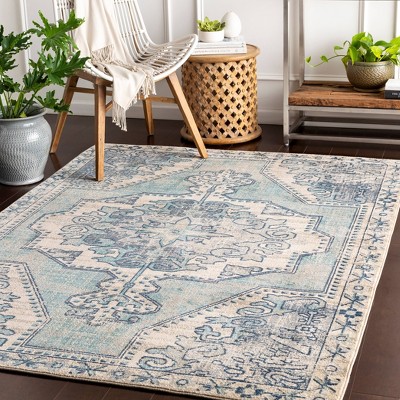 Rectangular Gray Stain-Resistant Synthetic Area Rug