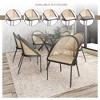 LeisureMod Dining Chair with Vinyl Fabric Seat and Wicker Backrest in Black Stainless Steel Urbane Collection - 4 of 4