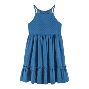 Andy & Evan  Kids  Blue Swiss Dot Dress - 1 of 4