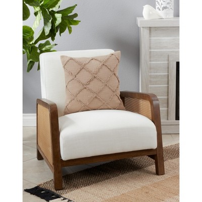 Natural Diamond Tufted Cotton Throw Pillow