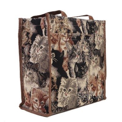 Signare USA Cat Animal Design Brown Shopper Bag