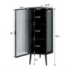 22.25'' Floor Coner Cabinet,Three Tiers with Tempered Glass Doors and Storage Shelves for Bathroom, Living Room and Bedroom (Black) - 4 of 4