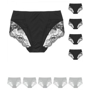 INSPIRE CHIC Women's Mid-Rise Solid Lace Trim Invisible Briefs 10 Packs - 1 of 4