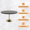 LeisureMod Verve Mid-Century Modern 48" Round Dining Table with MDF Top and Brushed Gold Pedestal Base for Dining Room and Kitchen - 2 of 4