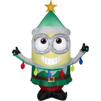 Gemmy Christmas Airblown Inflatable Minion Dave with Light String, 3.5 ft Tall, Yellow