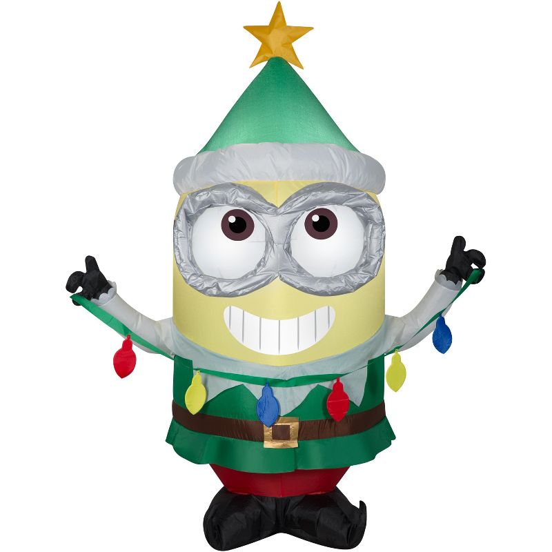 Gemmy Christmas Airblown Inflatable Minion Dave with Light String, 3.5 ft Tall, Yellow, 1 of 5