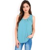 Anna-Kaci Women's Sleeveless Keyhole Top with Pleated Front Detail and Lightweight Textured Fabric - 3 of 4