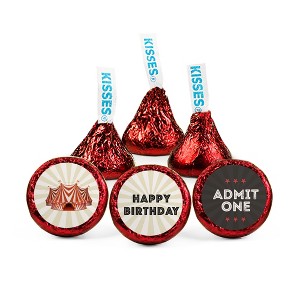 90ct Circus Birthday Candy Party Favors Hershey's Kisses Milk Chocolate (90 Candies + 1 Sheet Stickers) - Assembly Required - by Just Candy - 1 of 4