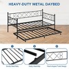Garvee Twin Size Daybed Frame Heavy Duty Metal Slats Mattress Foundation Platform Sofa Bed with Headboard for Bedroom, Black/Pink - 3 of 4