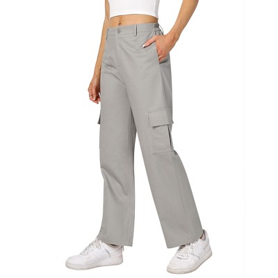 Women's Elastic Waist Solid Pocket Casual Knitted Wide Leg Pants