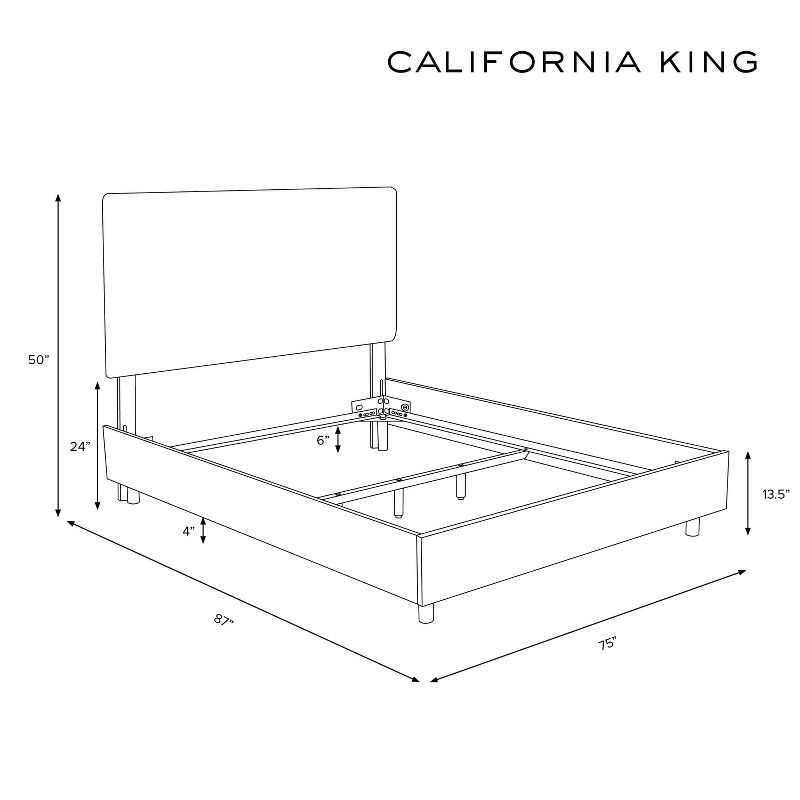 Skyline Furniture California King Emma Shell Upholstered Bed, 6 of 7