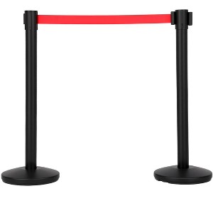 COZONY Crowd Control Stanchion Set with 1 Pcs Retractable Belt, Heavy Duty Queue Management System, Commercial Barrier Posts for Events in Black - 1 of 4