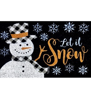 Briarwood Lane Winter Coir Doormat 36x24 Checkered Snowman Medium For Winter Coir Doormat - 1 of 3