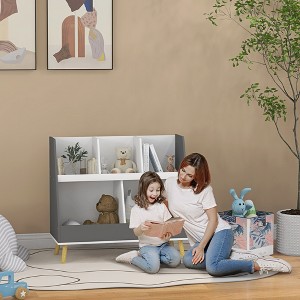 APRILSOUL Kids Bookcase Toy Shelf, 2 Tier Toddlers Toy Storage Shelf with 5 Compartments - 1 of 4