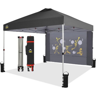 CROWN SHADES 10x10 Pop Up Canopy Tent with Game Netting - One Push Setup Beach Tent - Outdoor Sun Shade for Events, Parties, Camping