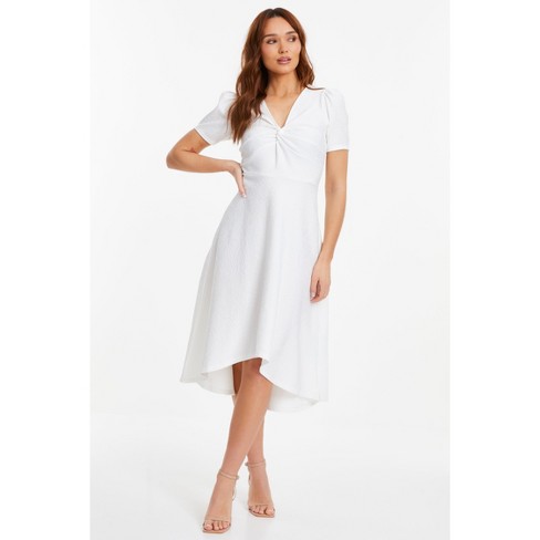 White dip hem clearance dress