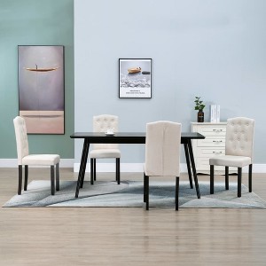 vidaXL Dining Chairs 4 pcs Cream Fabric - 1 of 4
