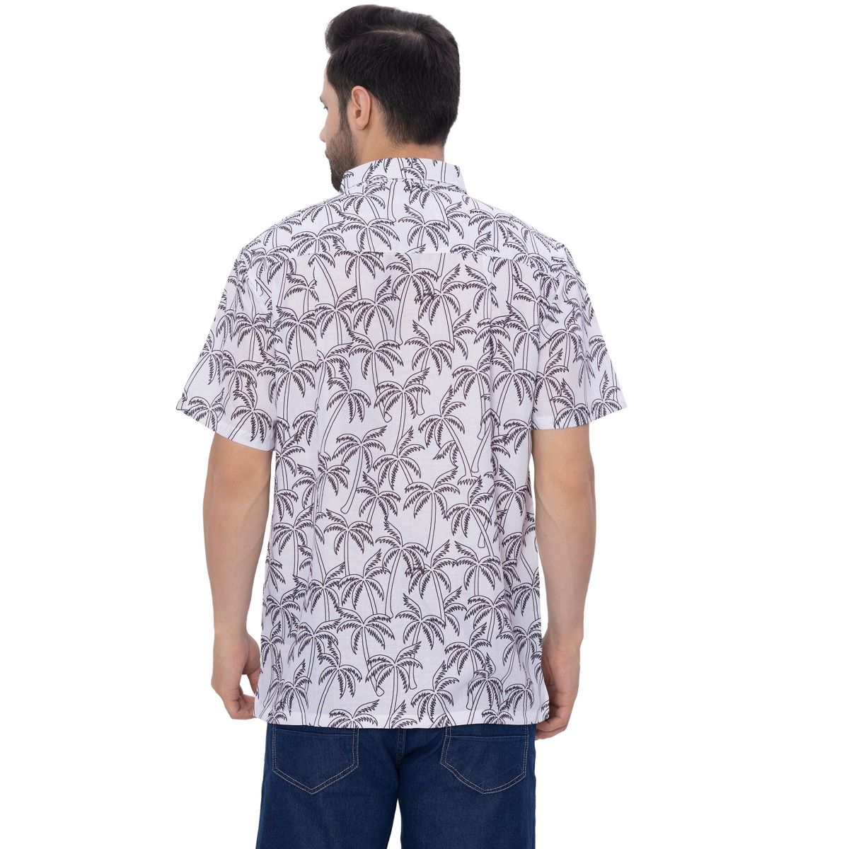 HAPPY BAY Men's Hawaiian Shirts Short Sleeve Button Down Shirt Mens Casual Shirts Linen Effect Tropical Beach Summer Party Shirts XXL Black,Tree - thumbnail 2