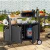 LOVMOR Outdoor Grill Cart with Storage,Patio Kitchen Island with WheelsHooks and Spice Rack,Waterproof Outdoor Grill Table,Movable BBQ Serving Cart - 3 of 4