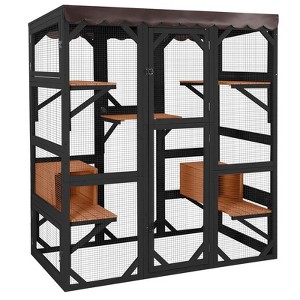 Aivituvin Medium Walk-in Cat Enclosure with Roof Tarp | Connects to Windows or Cat Doors-AIR37-M - 1 of 4