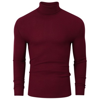 BLUEMING Men's Turtle Neck Sweater Tops Knitted Rib Textured Mens Basic Tops Lightweight Thermal Base Layer