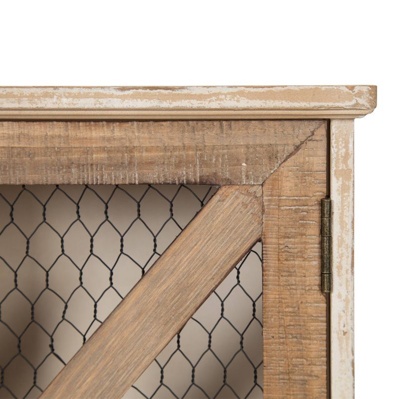 Hutchins Decorative Wooden Wall Cabinet with Chicken Wire 2 Door Rustic/White Washed Finish - Kate &#38; Laurel All Things Decor, 4 of 8