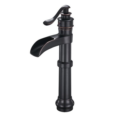 BWE Waterfall Single Hole Single-Handle Vessel Bathroom Faucet With Pop-up Drain Assembly