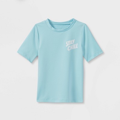 Toddler Boys' 'Stay Still' Short Sleeve Rash Guard Swim Shirt - Cat & Jack™ Light Blue