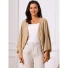 INSPIRE CHIC Women's Summer 3/4 Sleeve Open Front Linen Cardigan - 4 of 4