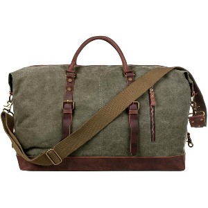 Canvas Duffle Bag for Travel, 60L Large Capacity Weekender Carry On with Removable Strap, Vintage Look for Men and Women - 1 of 4
