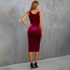 Coolmee Women's Square Neck Bodycon Tank Dress Side Slit Velvet Wedding Guest Dresses - 3 of 4