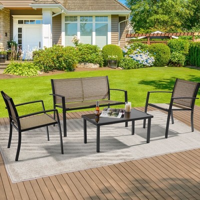 Sonkuki 4 Pieces Patio Furniture Chair Sets, Textilene Set Chairs with Table,