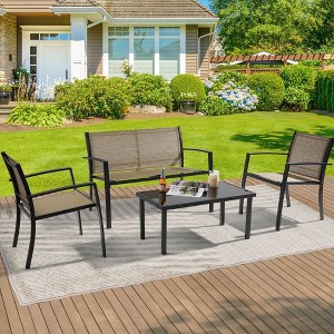 Sonkuki 4 Pieces Patio Furniture Chair Sets, Textilene Set Chairs with Table, - 1 of 4