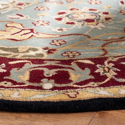 Elegant Heritage Light Blue Hand-Tufted Wool Rectangular Rug