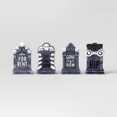 4pk 17" Tombstones Halloween Decorative Prop Brick Toned/Black - Hyde and EEK! Boutique™