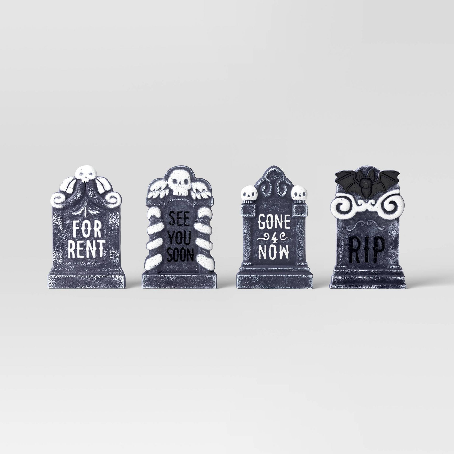 4pk 17" Tombstones Halloween Decorative Prop Brick Toned/Black - Hyde and EEK! Boutique™
