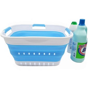 SAMMART 19L (5 Gallon) Collapsible Mini Plastic Laundry Basket with 3 Handles - 1 of 4