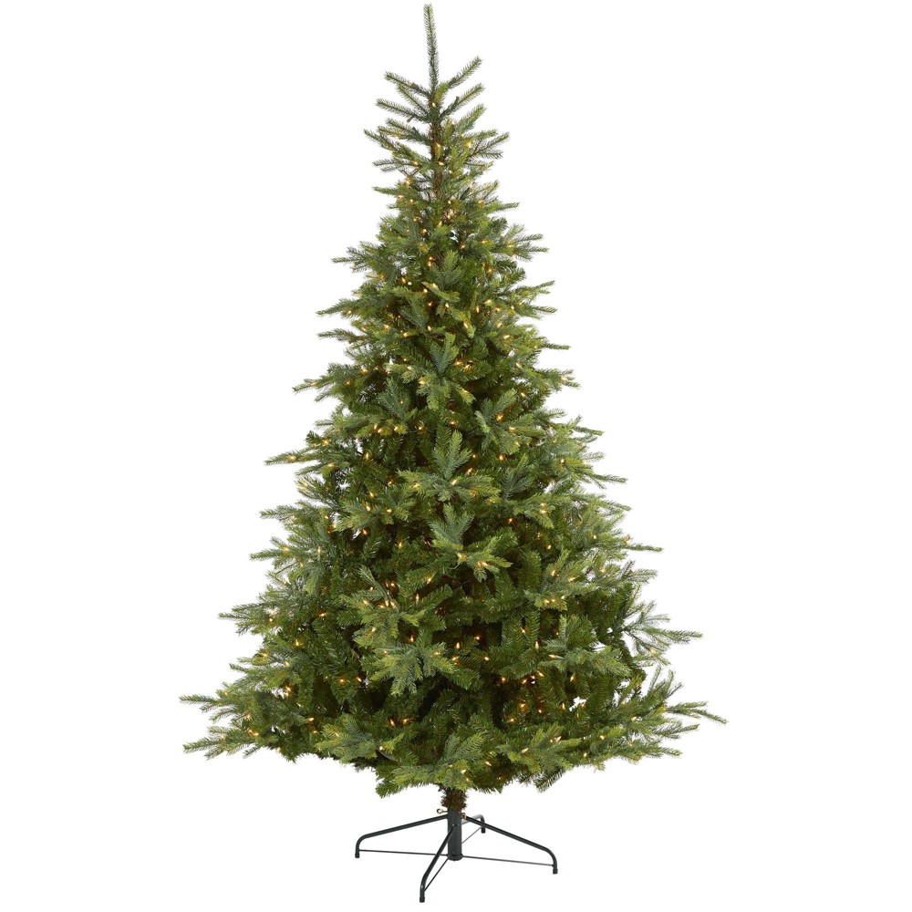 Photos - Garden & Outdoor Decoration Nearly Natural 8' Pre-Lit LED Full North Carolina Spruce Artificial Christ