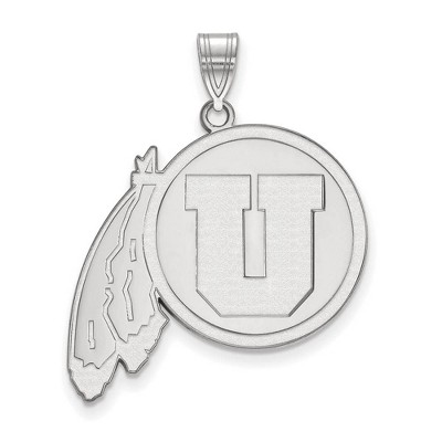 Black Bow Jewelry 14k White Gold Utah Runnin Utes NCAA Extra Large Pendant