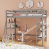 Infans Twin Size Solid Wood Loft Bed with Desk & Bookshelves, Ladder & Guardrails Gray - 3 of 4