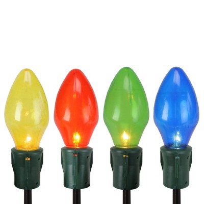 Northlight Set of 4 Lighted Multi-Color Jumbo C7 Bulb Christmas Pathway Marker Lawn Stakes