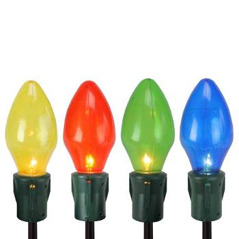 Northlight Set of 4 Lighted Multi-Color Jumbo C7 Bulb Christmas Pathway Marker Lawn Stakes